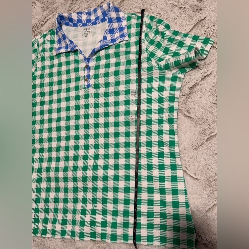 Kim Rogers Mixed Polo Checkered Short Sleeve Perfectly Soft Top Tee - Picture 8 of 11